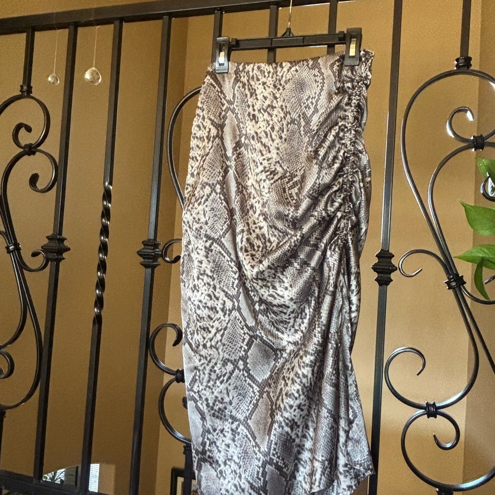 Free Press Silver Ruched Midi Pencil Skirt